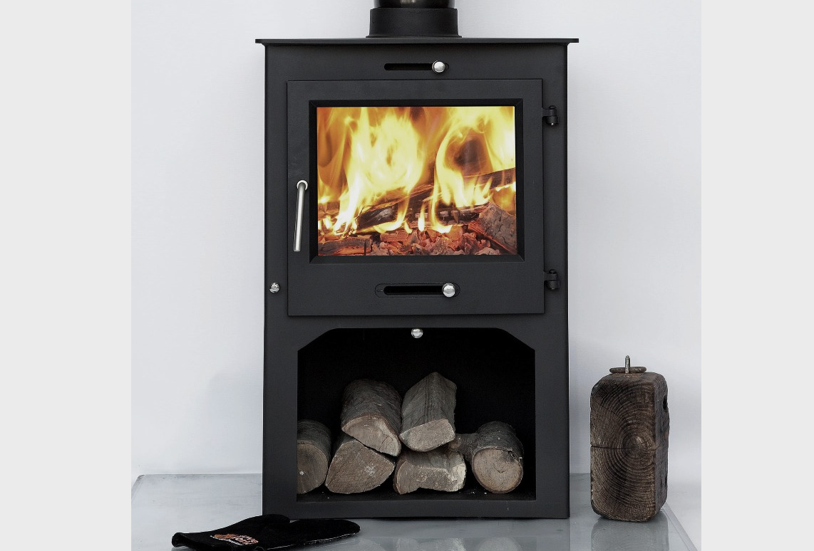 Ottawa Square 12 KW with Log Stand fireplace